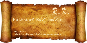 Rothkopf Kálmán névjegykártya